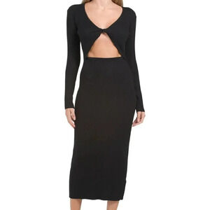 HOUSE OF HARLOW 1960 WOMANS SIZE M BLACK COMPRESSION KNIT FRONT TWIST DRESS